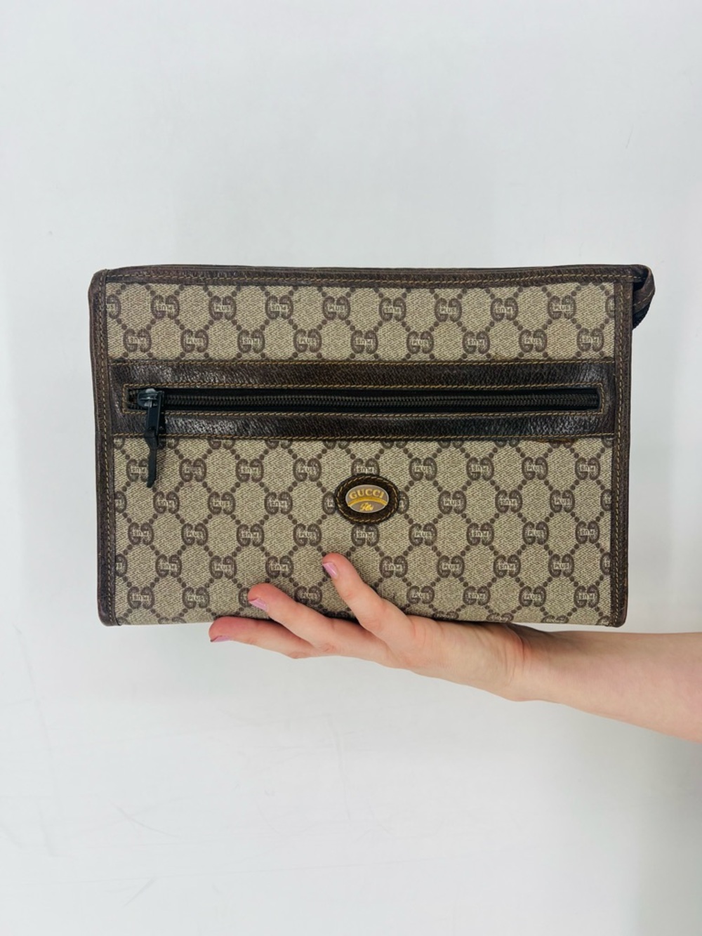 Gucci Plus Monogram Top Zip Pouch‎ Clutch